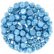 Czech 2-hole Cabochon beads 6mm Alabaster Pastel Aqua